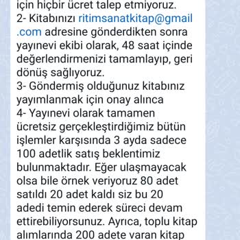 Ritim Sanat Yayınları Yayınevi Geri Dönüş Yapmıyor