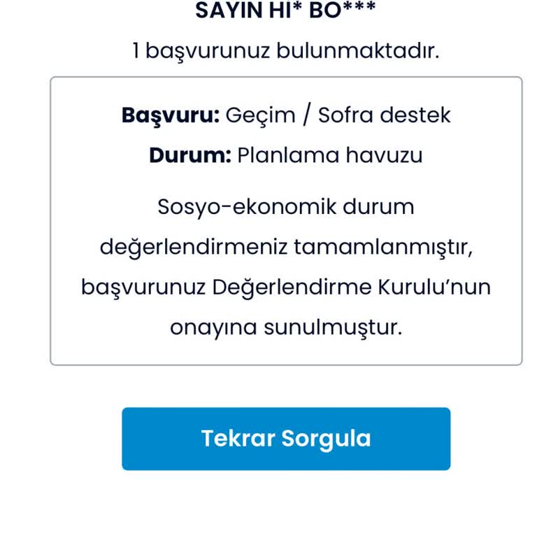 İbb Sosyal Yardım (Sofra Destek) Sonuçlanmaması