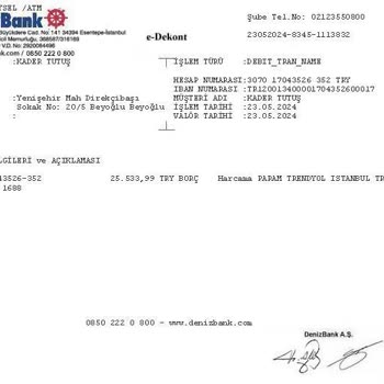 Denizbank Param Ortada Yok