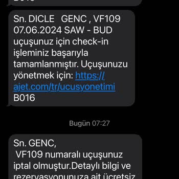 AJet (Anadolu Jet) İptal Edilen Uçuşumun Son An Bilgisi