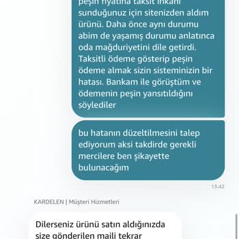 Amazon Taksitle Ürün Satın Almama Rağmen Ödemeyi Peşin Çekti