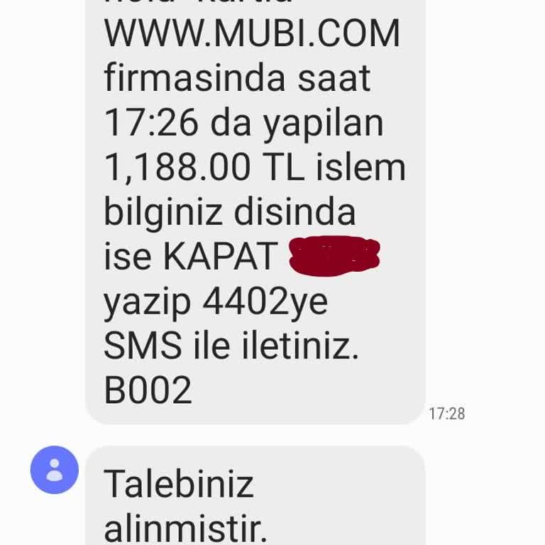 Mubi Türkiye Kartımdan Bilgim Ve Onayım Dışında Yıllık Üyelik Ücreti Çekildi.