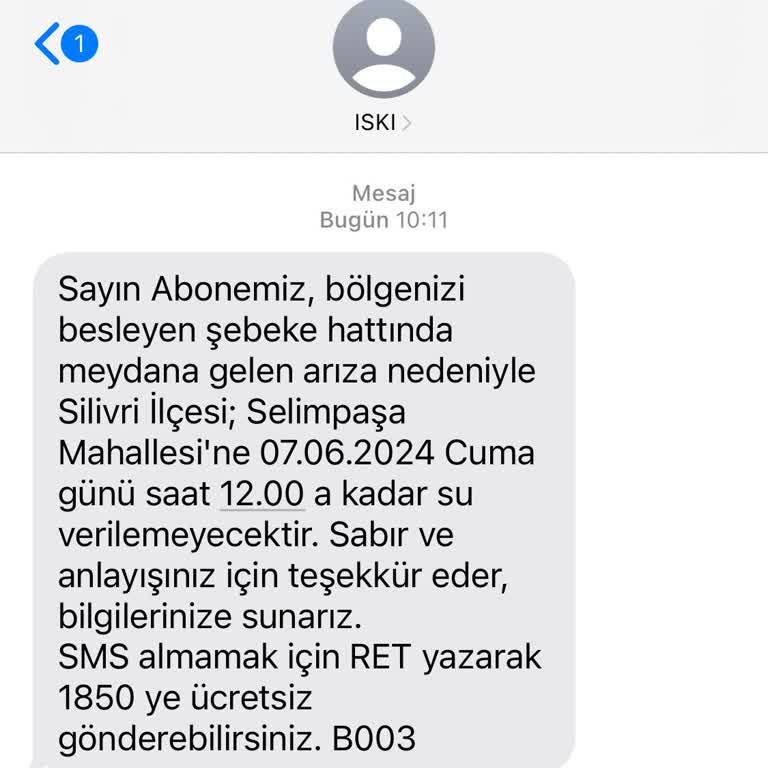 İSKİ SMS Mesajları