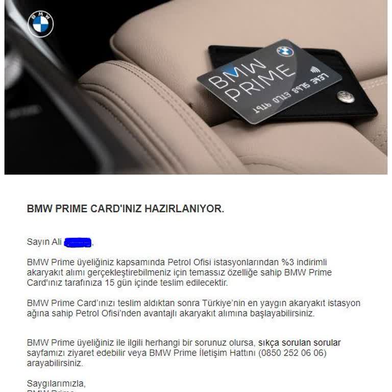BMW Prime Üyelik Kartının Gönderilmemesi