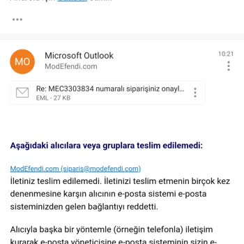 Modefendi Firmasi Satış Sonrası Cevap Vermiyor