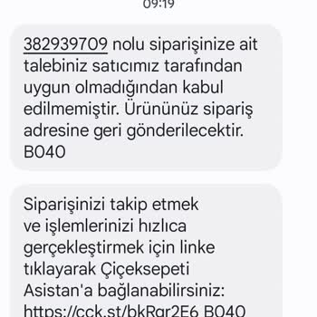 Çiçek Sepeti Siparişi İade Kabul Edilmedi