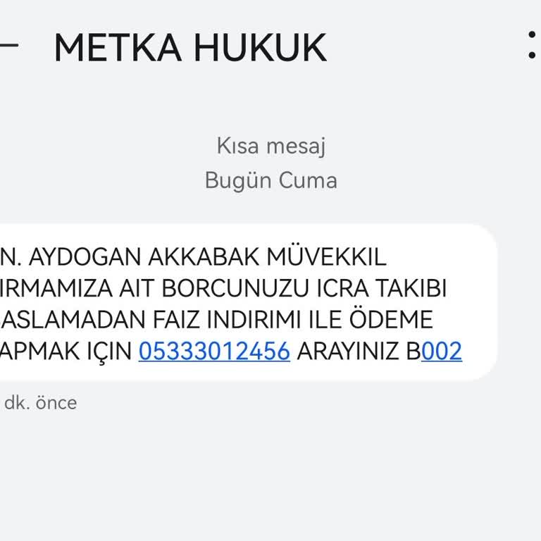 Metka Hukuk Bürosu'nun SMS Gönderim Uygulamaları Hakkında Şikayet