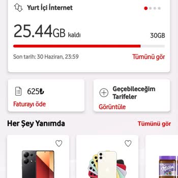 Vodafone Mobil Ödeme Tutarı