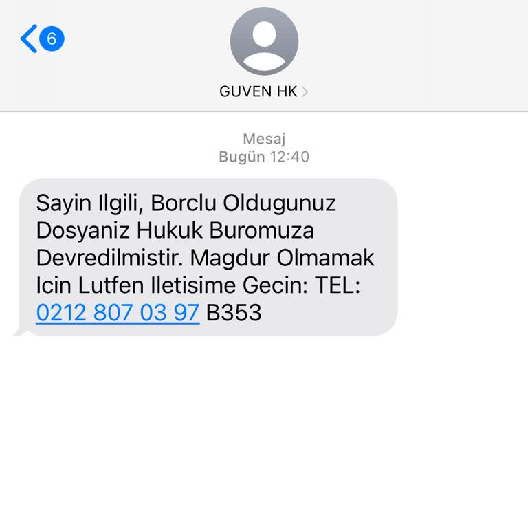 Güven Hukuk (SMS) Yanıltıcı Mesajı