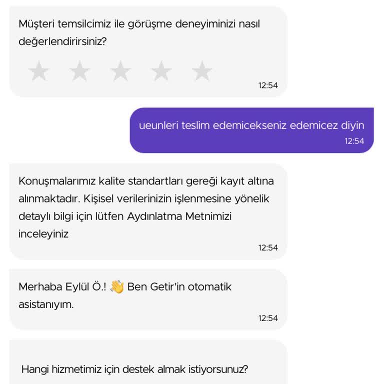 Getir Müşteri Temsilcisi Görüşmeyi Sonlandırdı!