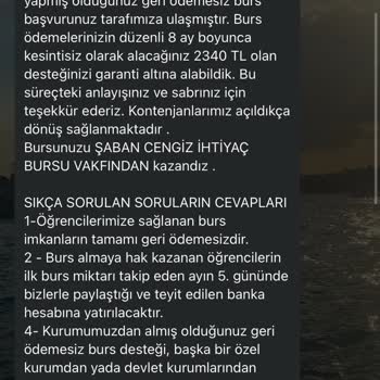 Şaban Cengiz Vakfı (Burs Başvuru) Vakıf Burs Başvurusu Şikayeti