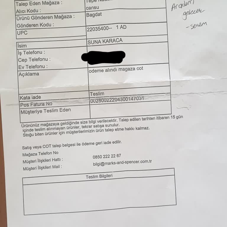 Marks And Spencer Ücretin Alınmasına Rağmen Geç Bilgilendirme