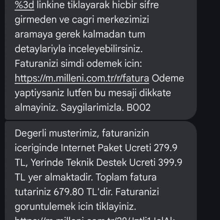 Millenicom Haksız Fatura Yansıtması...