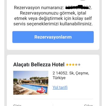 Bellezza Hotel Alaçatı Ödemesi Alınan Rezervasyon İptali