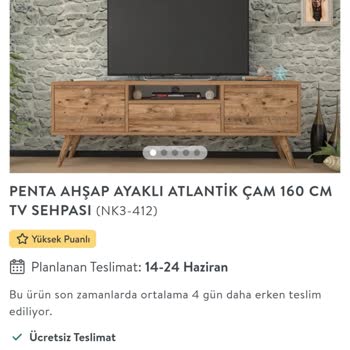 Vivense TV Sehpasının Görseldeki Derinlik Ölçüsü 36 Cm Bana Gelen 30 Cm
