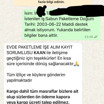 Ersağ Paketleme Bilgilerim Alındı Tedirginim