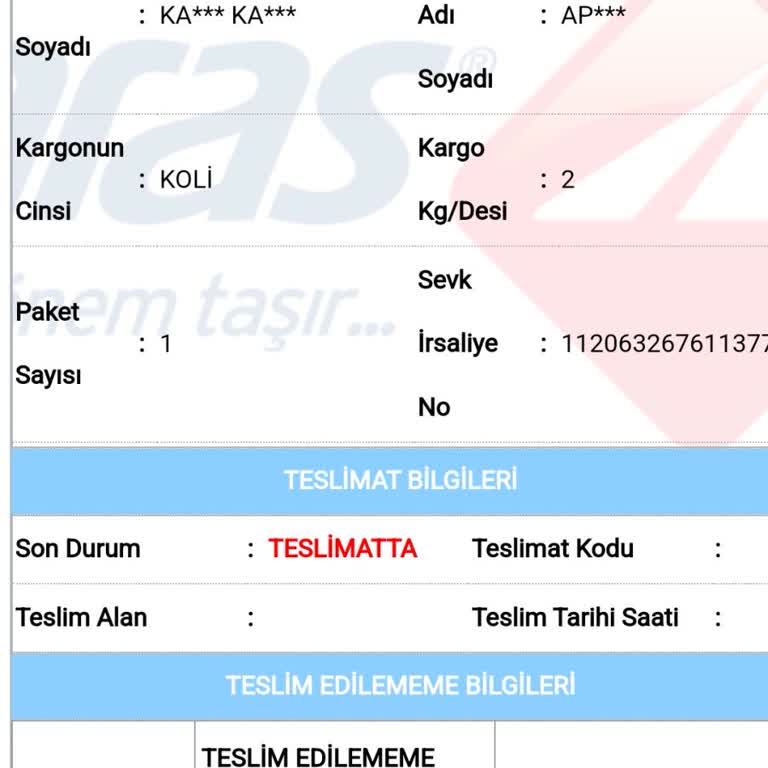 Aras Kargo Kargo Alan Dışı Olmadığı Halde Teslimat Sorunu