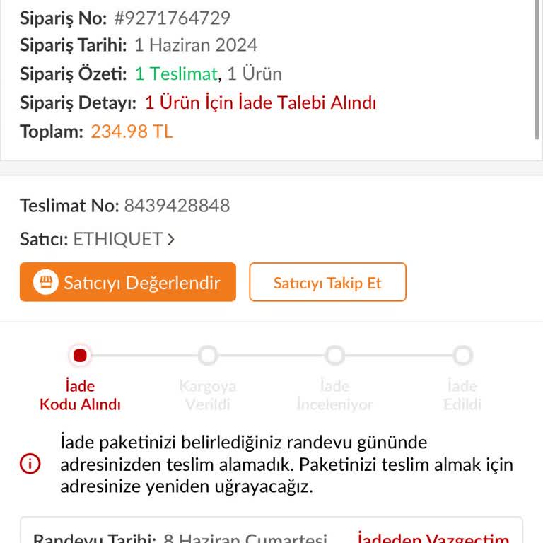 Trendyol Express İade Kurye Sorumsuzluğu