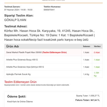 Migros Sanal Market Sipariş Eksikliği
