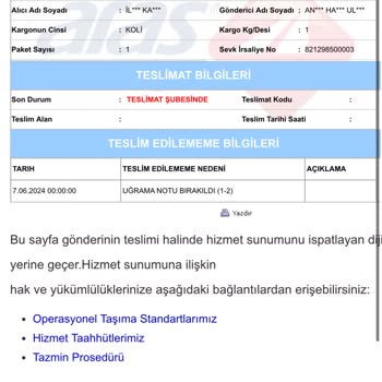 Aras Kargo Kargom Teslim Edilmedi Ve Şubeye Ulaşamıyorum!