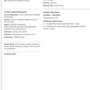 Arçelik Servis Sorunu Çözüm Yok