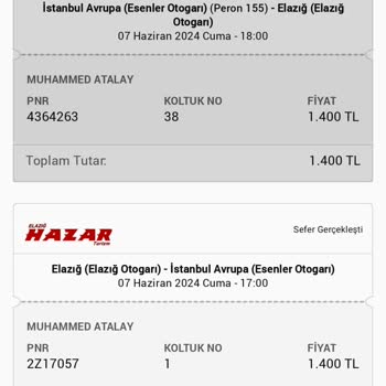 Özel Diyarbakır Turizm Firma Tarafından İptal Edilen Bilet