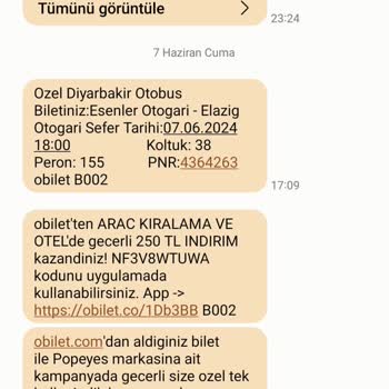 Özel Diyarbakır Turizm Firma Tarafından İptal Edilen Bilet