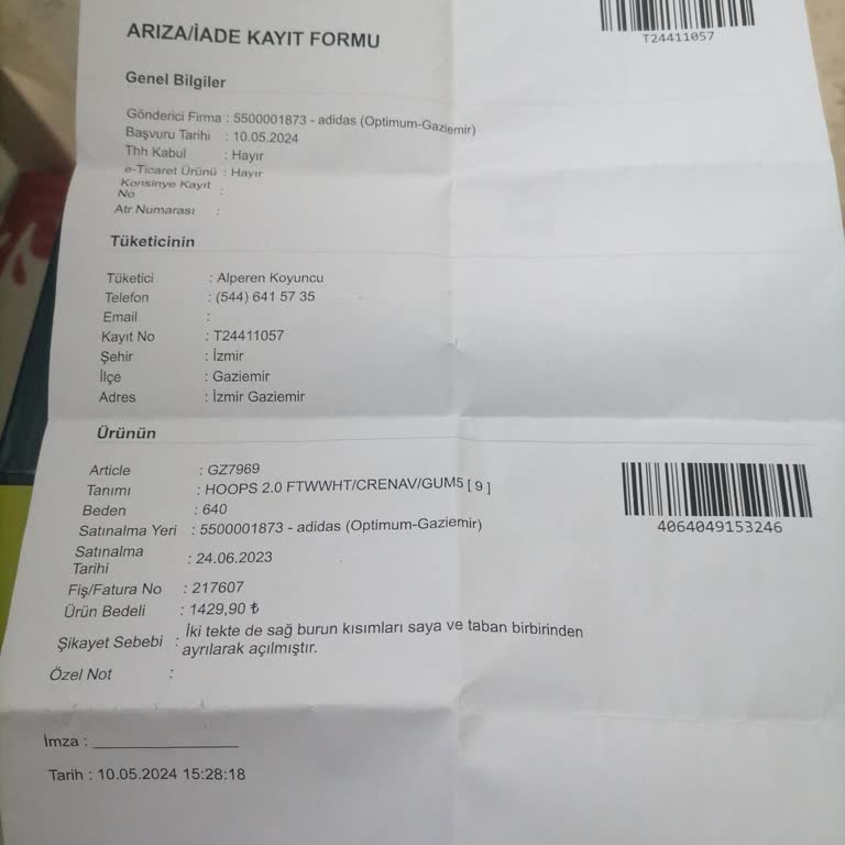 adidas Garantili Üründe Yaşanan Mağduriyet