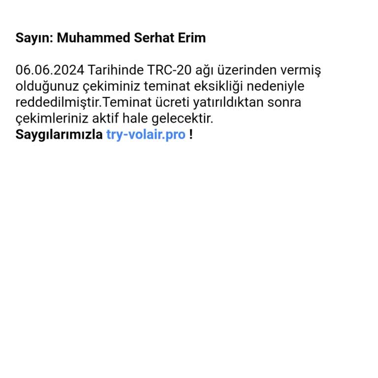 Tryvolair Alım Satım İşlemlerinde Sürekli Sorun Yaşanıyor