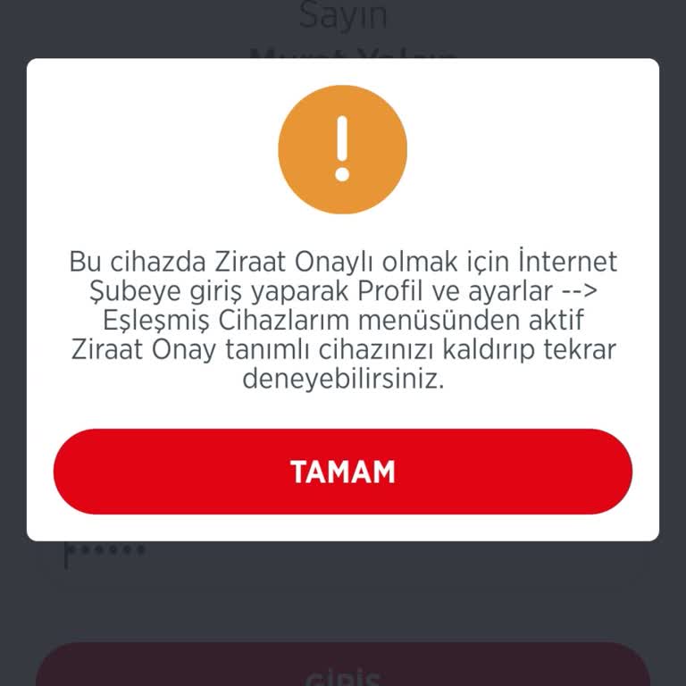 Cihaz Eşleşmesi Kaldıramama Ziraat Bankası