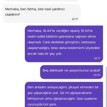 Getir Yemek Yok Olan Sipariş