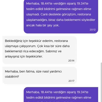 Getir Yemek Yok Olan Sipariş