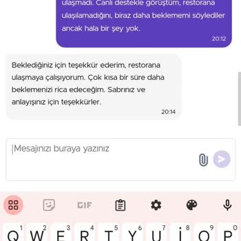 Getir Yemek Yok Olan Sipariş