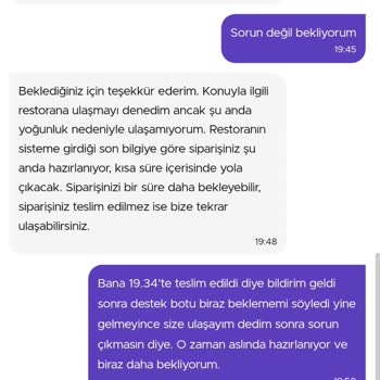 Getir Yemek Yok Olan Sipariş