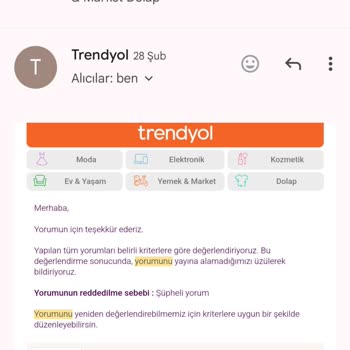 Trendyol Değerlendirme Yapma Hakkımı Engellemektedir
