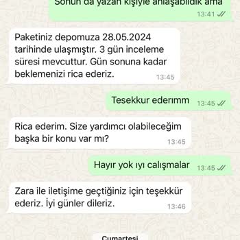 Zara Ürünümü Kaybetti İademi Onaylamıyor Gönderdiğim Ürünü Yollamıyor.