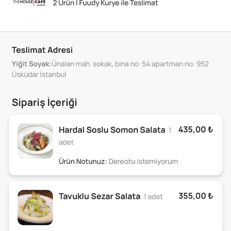 Fuudy Üzerinden House Cafe Sipariş Gecikmesi