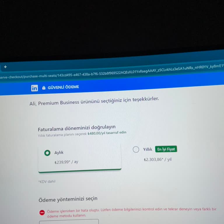 Linkedin Ödeme Hatası Mevcut