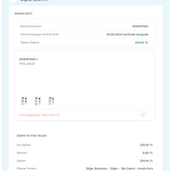 Ebebek Siparişimi Habersiz İptal Etmiş Ve Ücret İadesi Yapılmadı