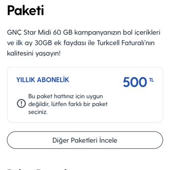 Turkcell İstediğim Pakete Geçemiyorum