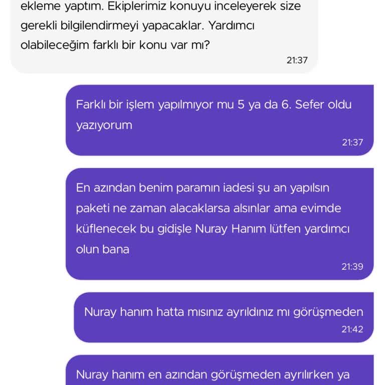 Getir İade İçin Gelmiyor
