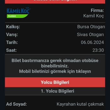 Kamil Koç Firması Otobüs Bileti Olan Yolcuyu Mağdur Etmiştir