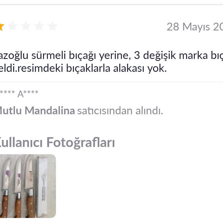 Pazarama Sitesi Sahte Lazoğlu Bıçak Satılması