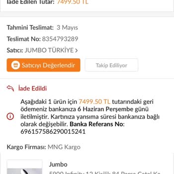 Jumbo Para İadesi Yapmadı!