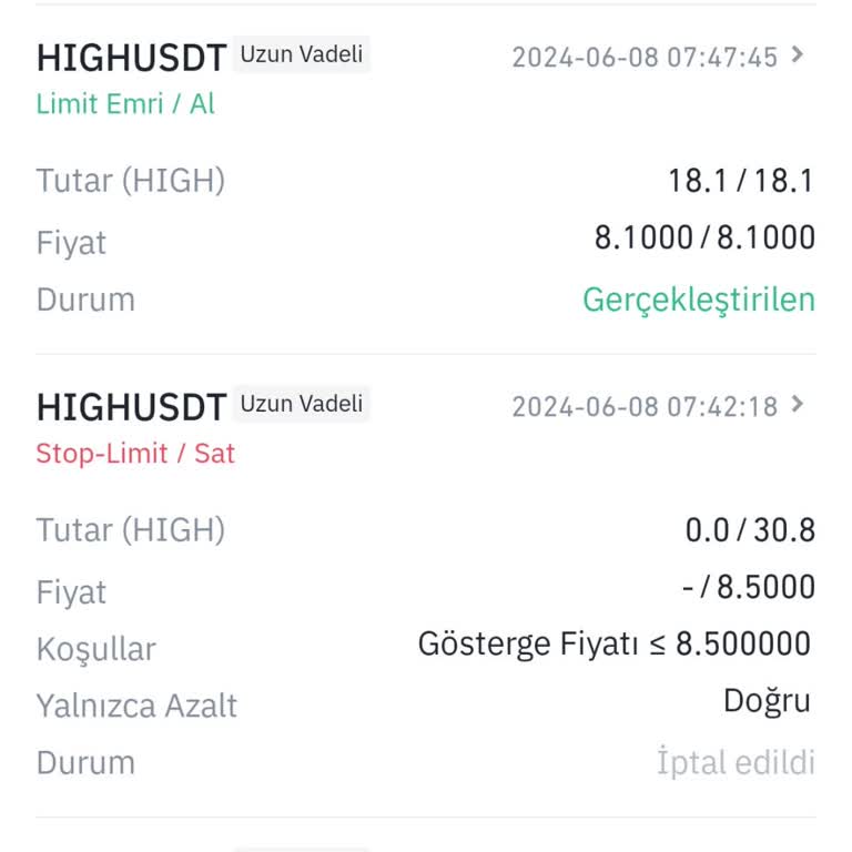 Binance Stop Limit Emri Çalışmadı