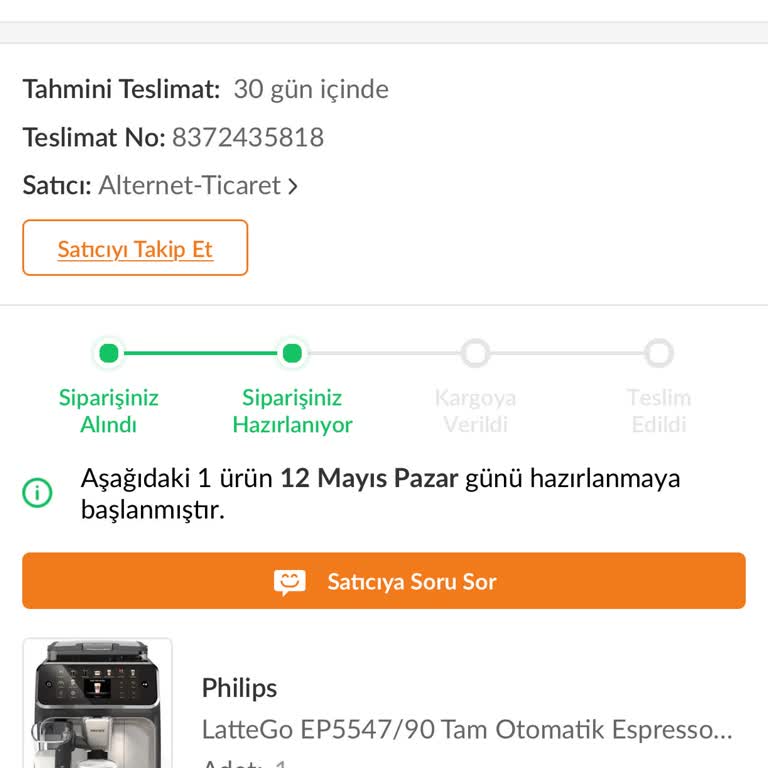 Trendyol'da Geciken Kargo Ve İletişim Sorunları: Philips Espresso Makinesi Mağduriyeti
