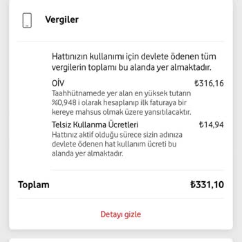 Vodafone Ekstra Vergi Talepleri