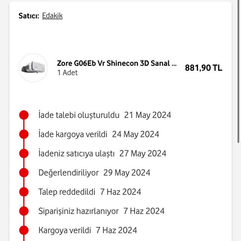Vodafone Her Şey Yanımda Vodafone Yanımda İademi Red Ediyor
