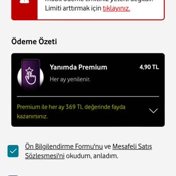 Vodafone Yanımda Premiumlu Olamıyorum