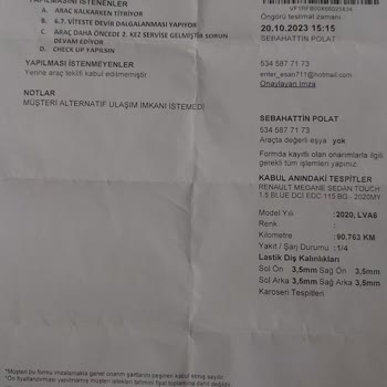 BNP Paribas Cardif Sigorta Megane 4 Otomatik Kalkarken Titreme